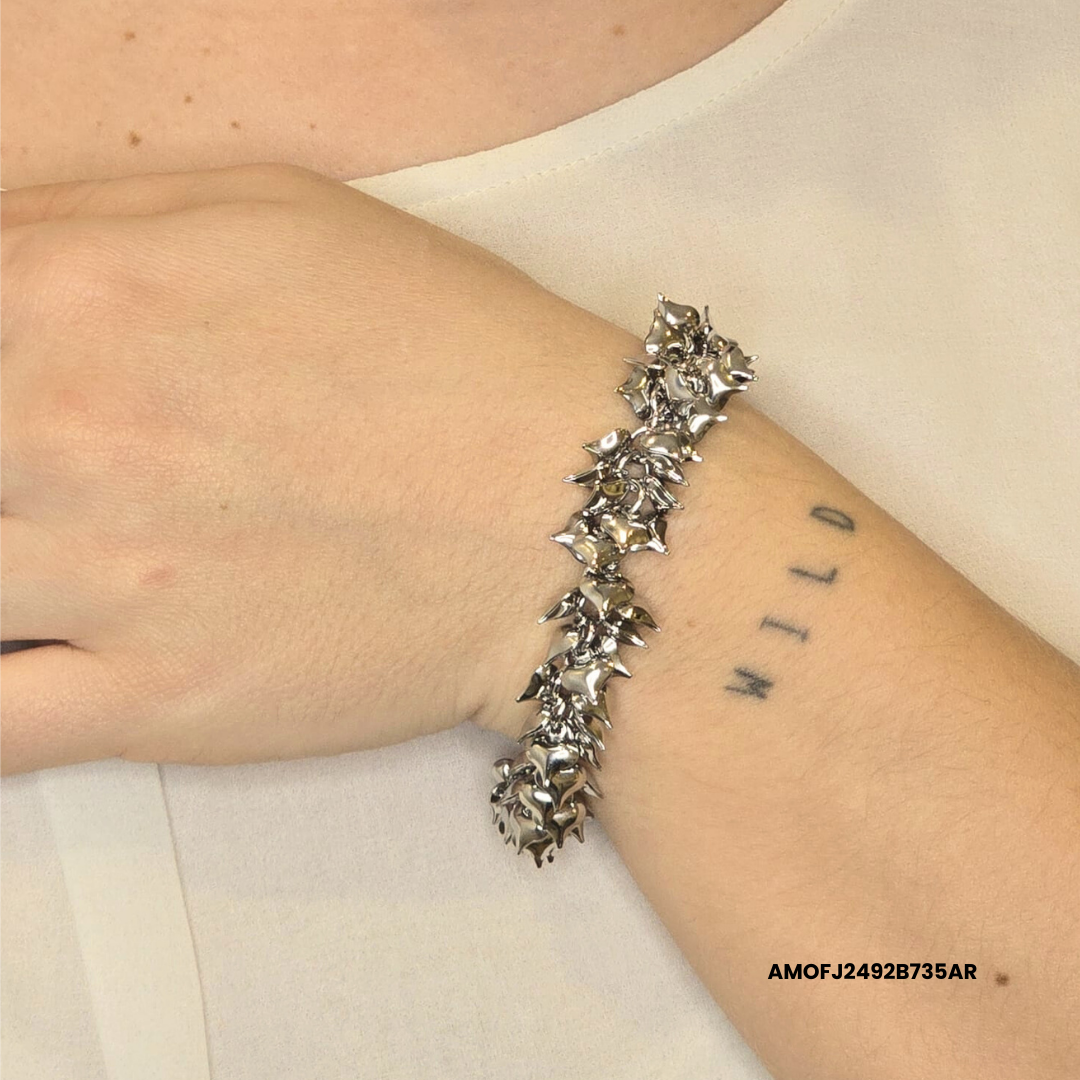MILLE CUORICINI SILVER-COLOURED STEEL RATTLE BRACELET