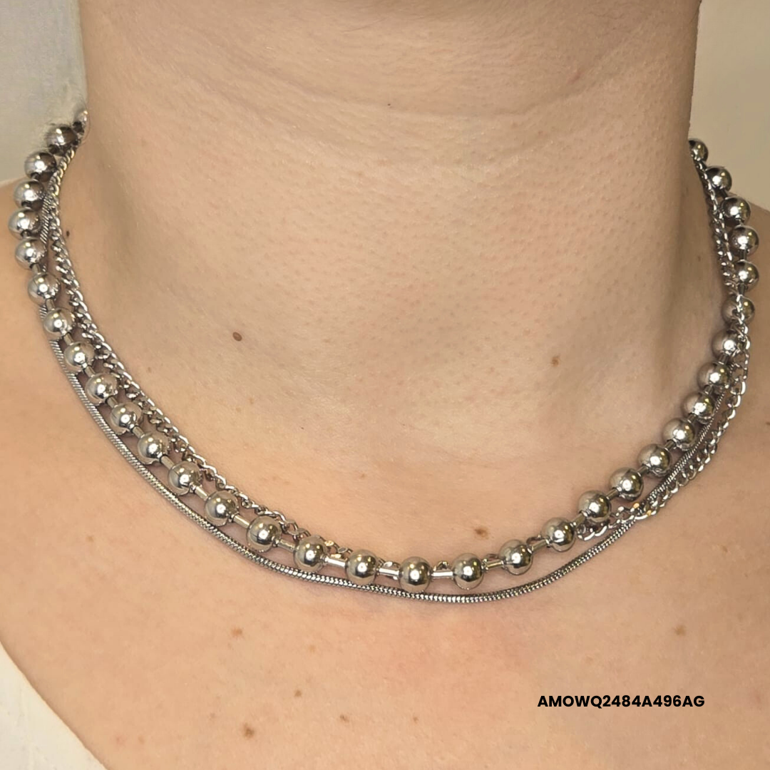 Triple stainless steel necklace