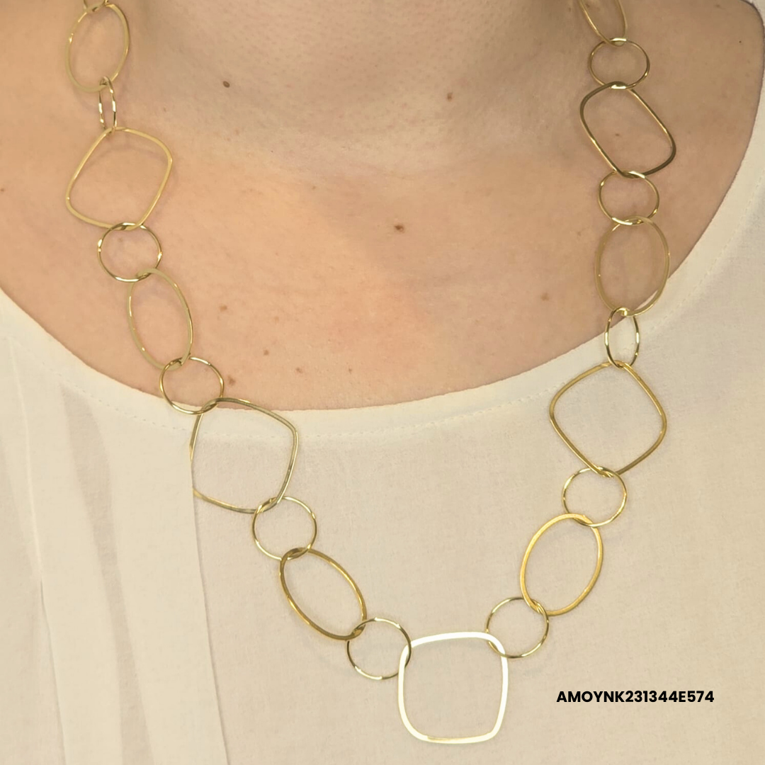 Gold geometric link necklace
