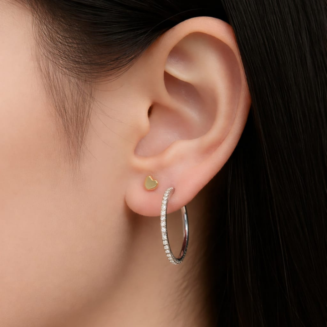 Pendientes de aro de tenis en acero