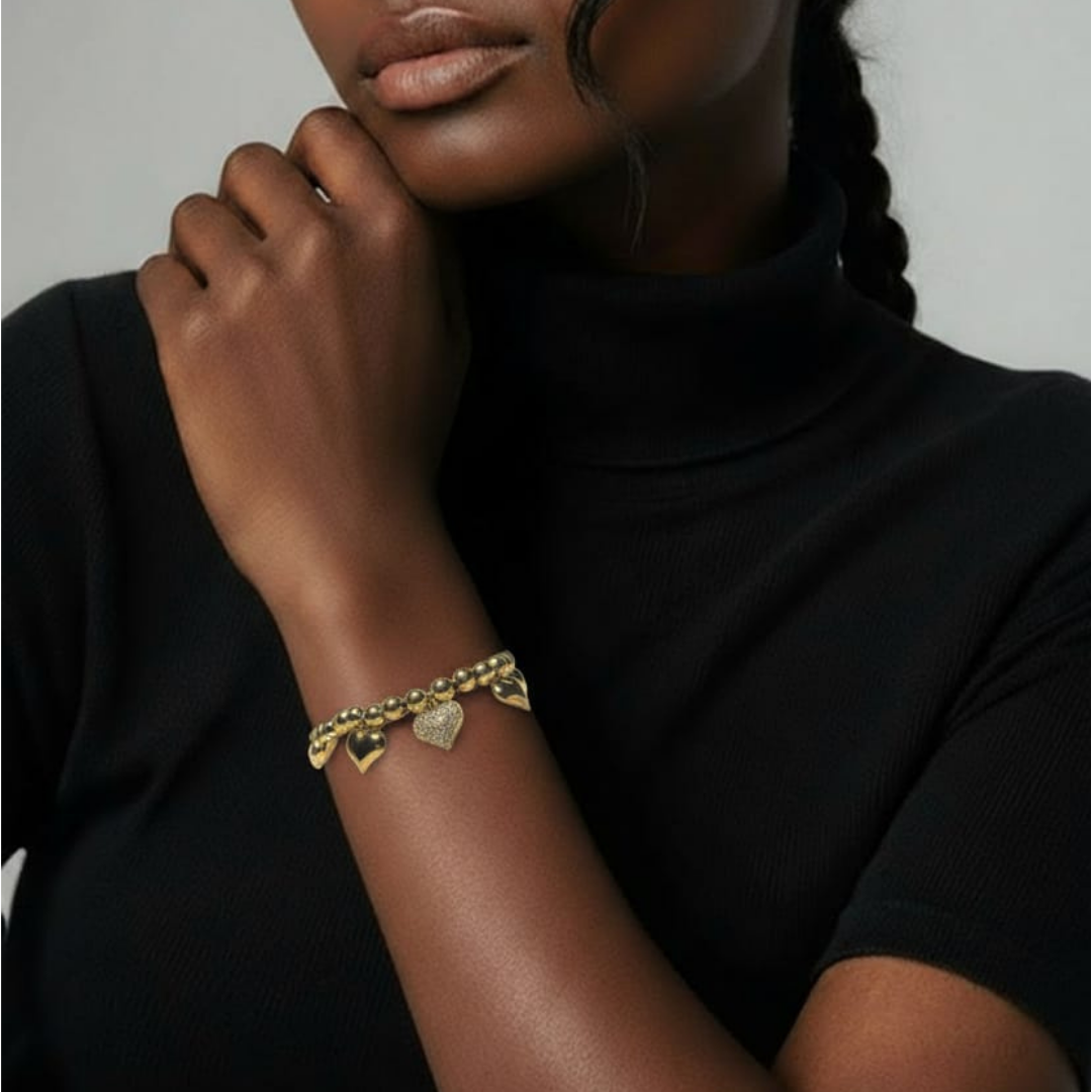 Bracciale in acciaio inossidabile 316L con grande cuore in zirconia