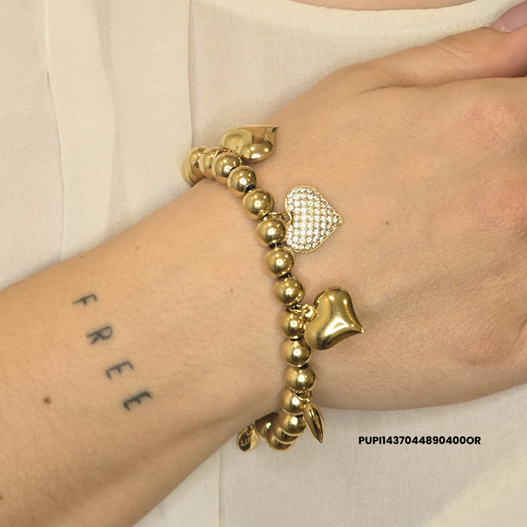 316L Stainless Steel Bracelet with Large Zirconia Heart