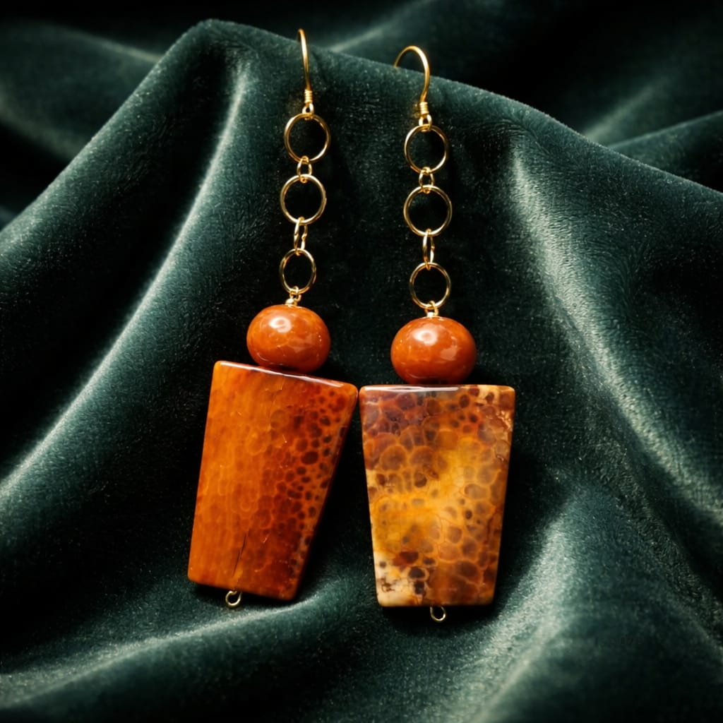 Pendientes de ágata roja de fuego en plata 925