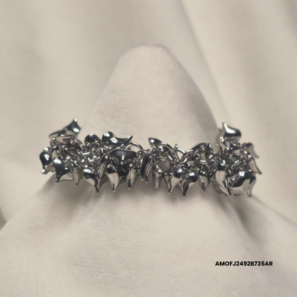 MILLE CUORICINI SILVER-COLOURED STEEL RATTLE BRACELET