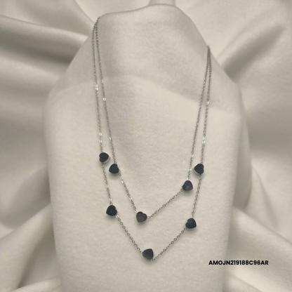 Double steel necklace with small hearts
