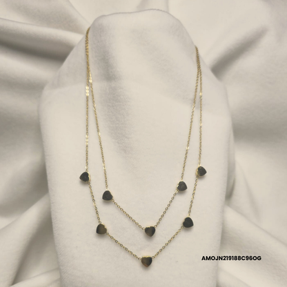 Double steel necklace with small hearts
