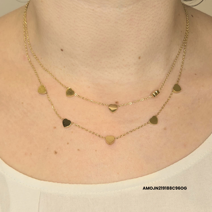 Double steel necklace with small hearts