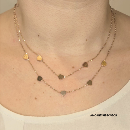 Double steel necklace with small hearts