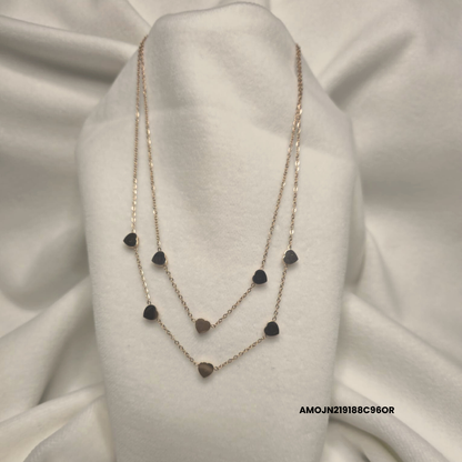 Double steel necklace with small hearts