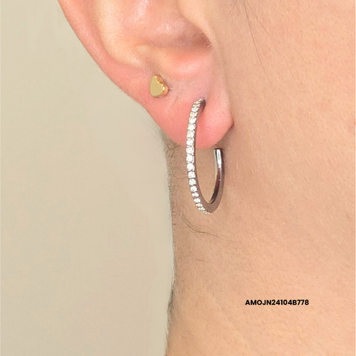 Tennis Hoop Earrings in Steel