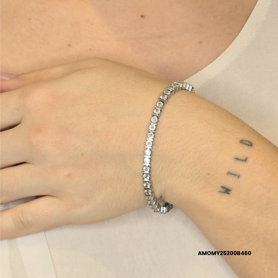 Pulsera tipo Tennis en acero con circonitas