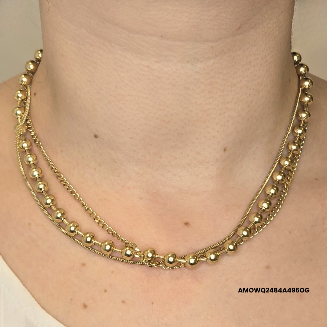 Triple stainless steel necklace