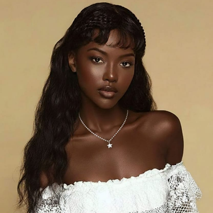 Collar de acero inoxidable con perlas blancas y colgante de estrella de concha natural