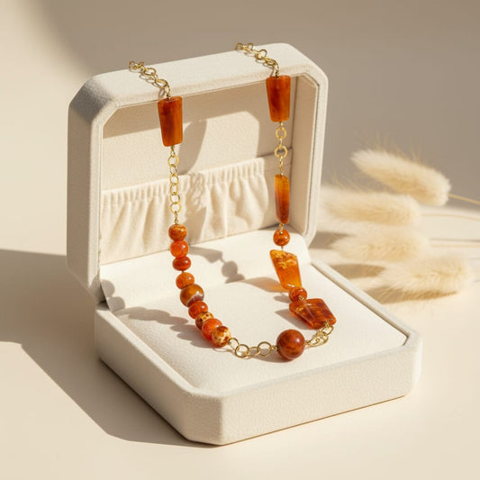 Collana in agata rossa e argento 925