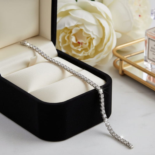 Pulsera tipo Tennis in acciaio con circonitas