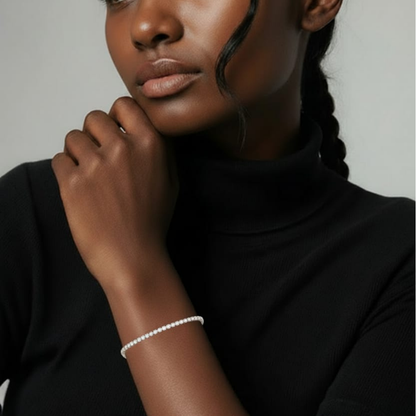 Bracciale tennis in acciaio inossidabile 316L da 3 mm con pietre di zirconia bianca – Colore argento