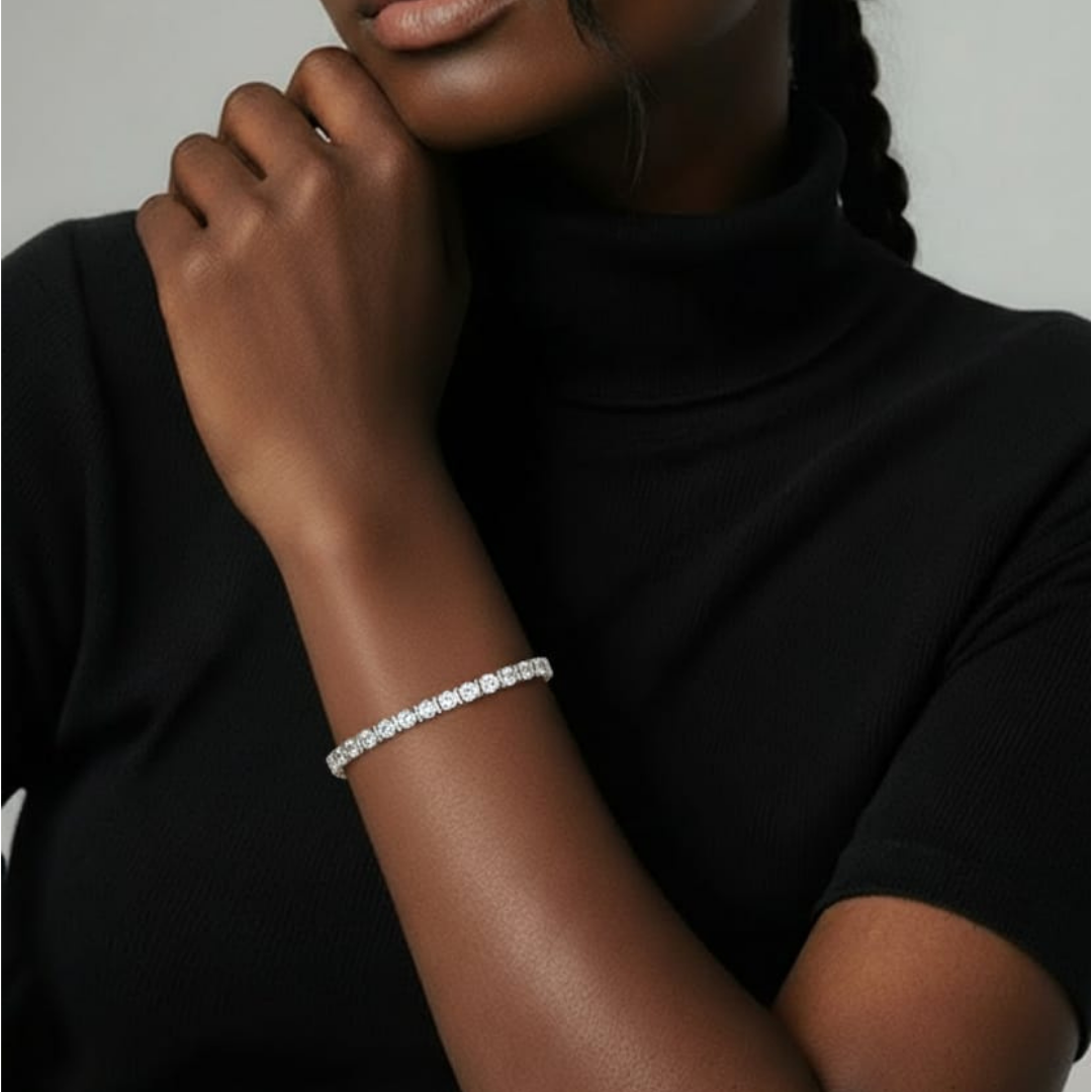 Pulsera tipo Tennis in acciaio con circonitas