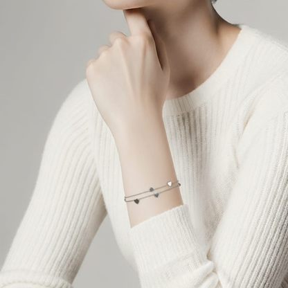 Bracciale doppio filo con cuori in acciaio