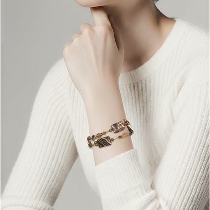 Bracciale in agata marrone con cristalli Swarovski e argento sterling 925