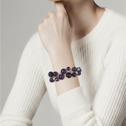 Bracciale con pietre di ametista, cristalli Swarovski e argento 925