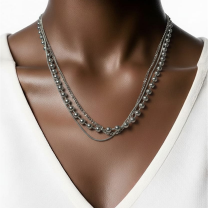 Collar triple de acero inoxidable