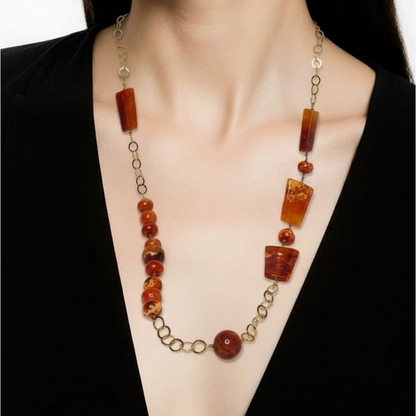 Collar de ágata roja de fuego y plata 925