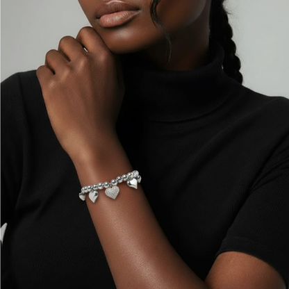 Bracciale in acciaio inossidabile 316L con grande cuore in zirconia