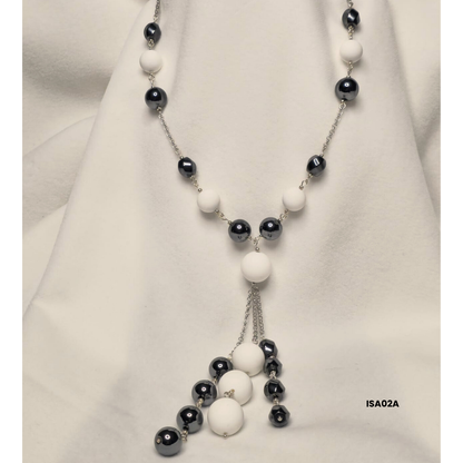 Necklace with 12 mm and 16 mm Brown Shell stones + 8×12 mm oval hematite with 925 sterling silver components