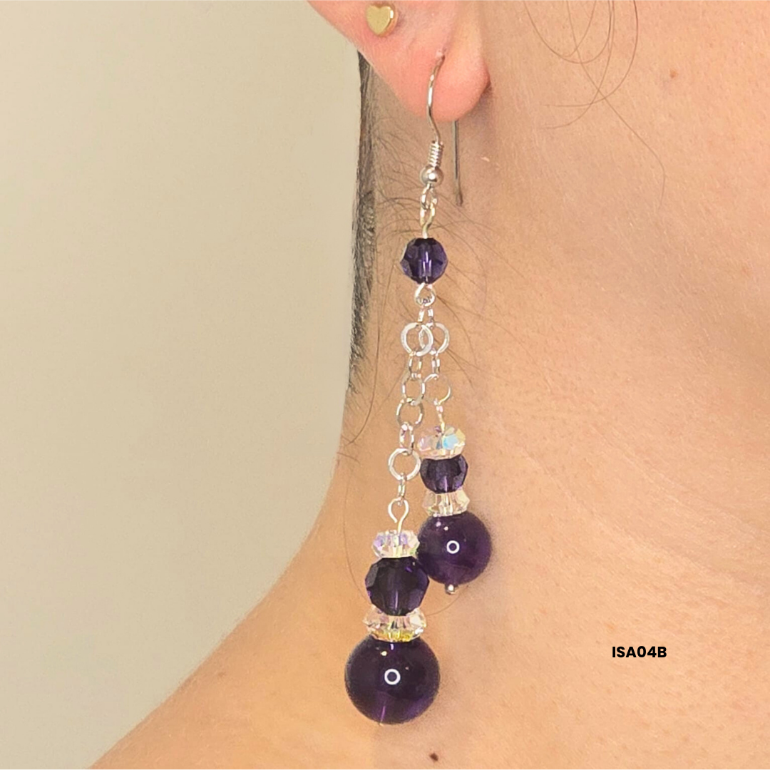 Amethyst cluster earrings + Swarovski crystals and 925 sterling silver pieces