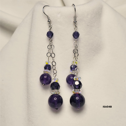 Amethyst cluster earrings + Swarovski crystals and 925 sterling silver pieces