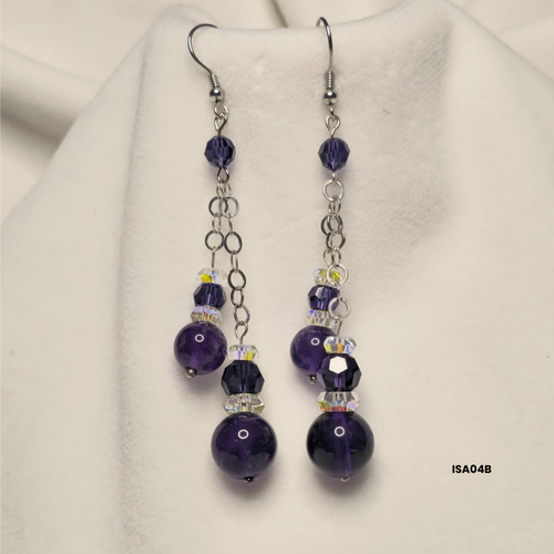 Amethyst cluster earrings + Swarovski crystals and 925 sterling silver pieces