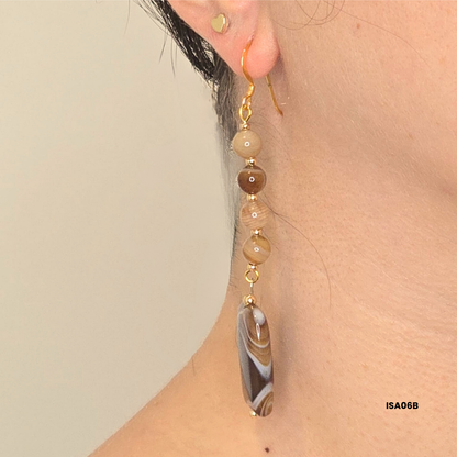 Brown Agate Earrings with 925 Sterling Silver Details