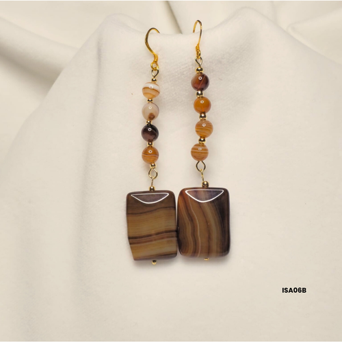 Brown Agate Earrings with 925 Sterling Silver Details