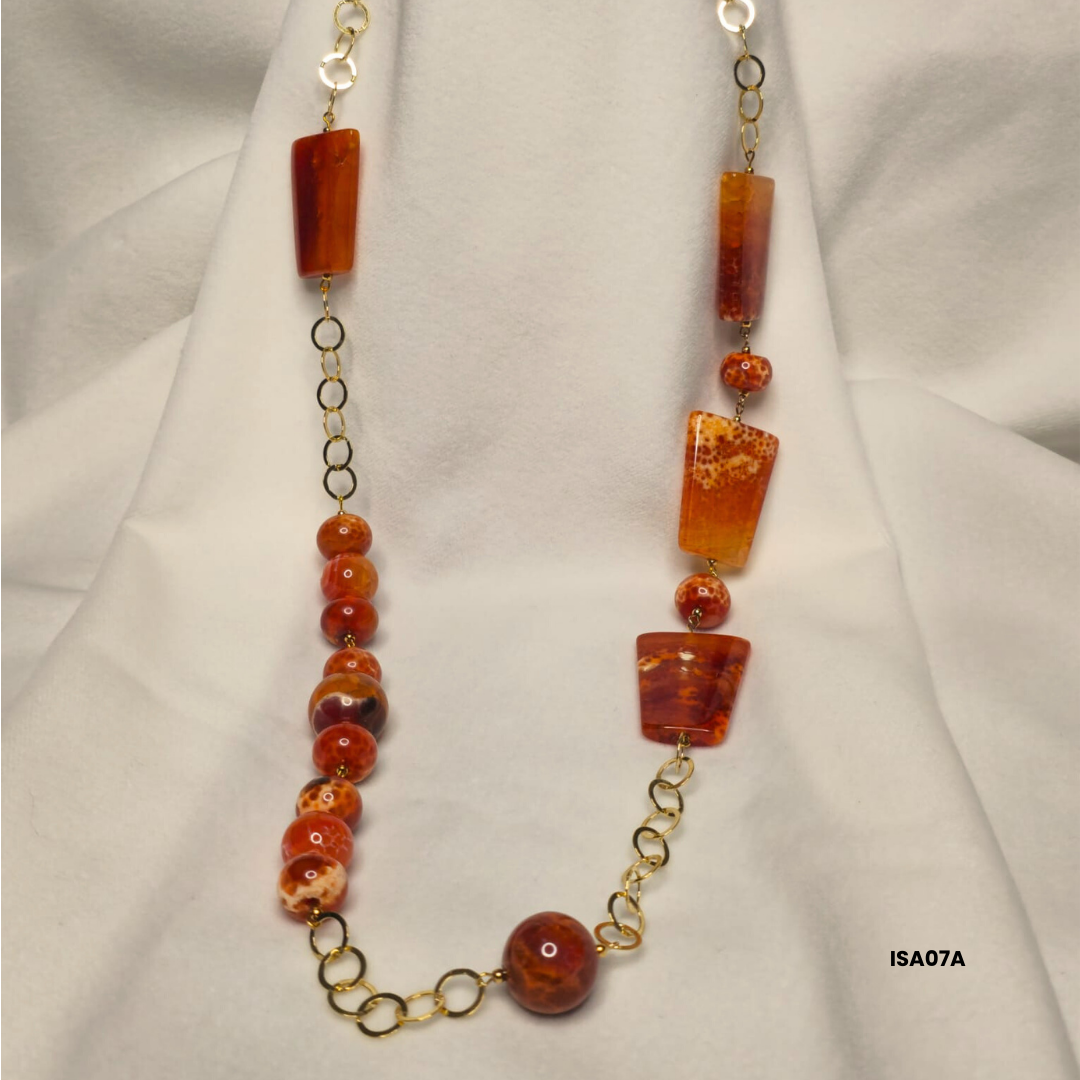 Red Fire Agate and 925 Silver Necklace