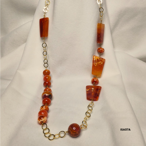 Red Fire Agate and 925 Silver Necklace