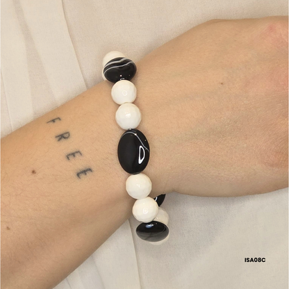 Black & White Natural Stone Beaded Bracelet