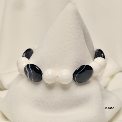 Black & White Natural Stone Beaded Bracelet