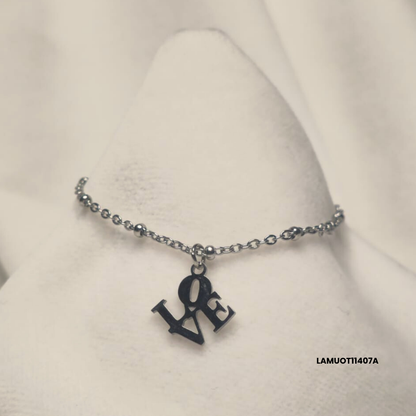 Slim Stainless Steel Bracelet with LOVE Pendant – Available in Gold or Steel