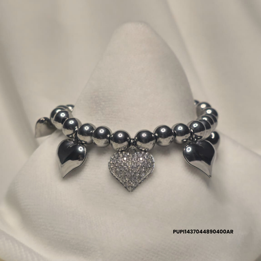 316L Stainless Steel Bracelet with Large Zirconia Heart