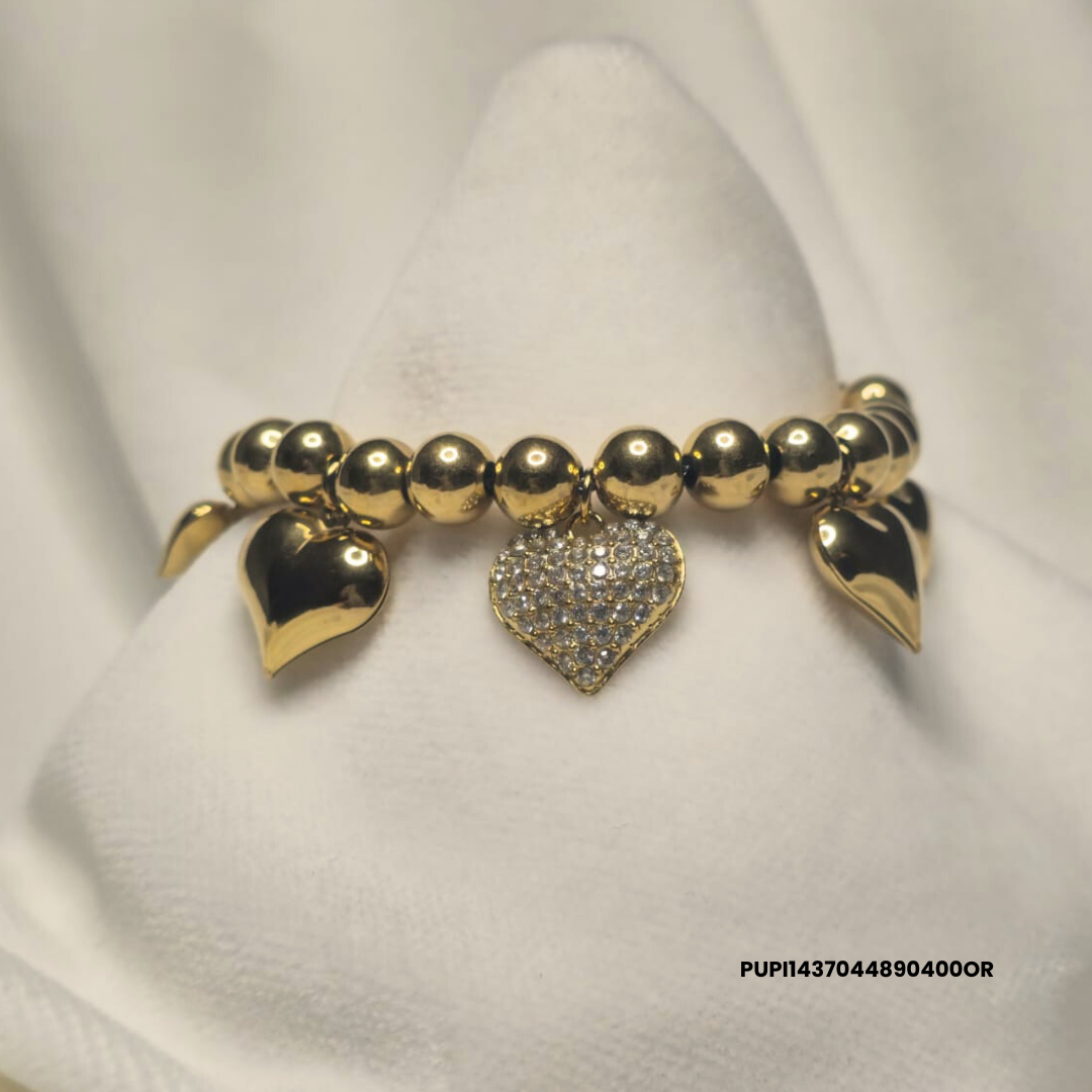 316L Stainless Steel Bracelet with Large Zirconia Heart