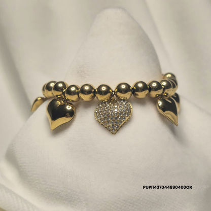 316L Stainless Steel Bracelet with Large Zirconia Heart