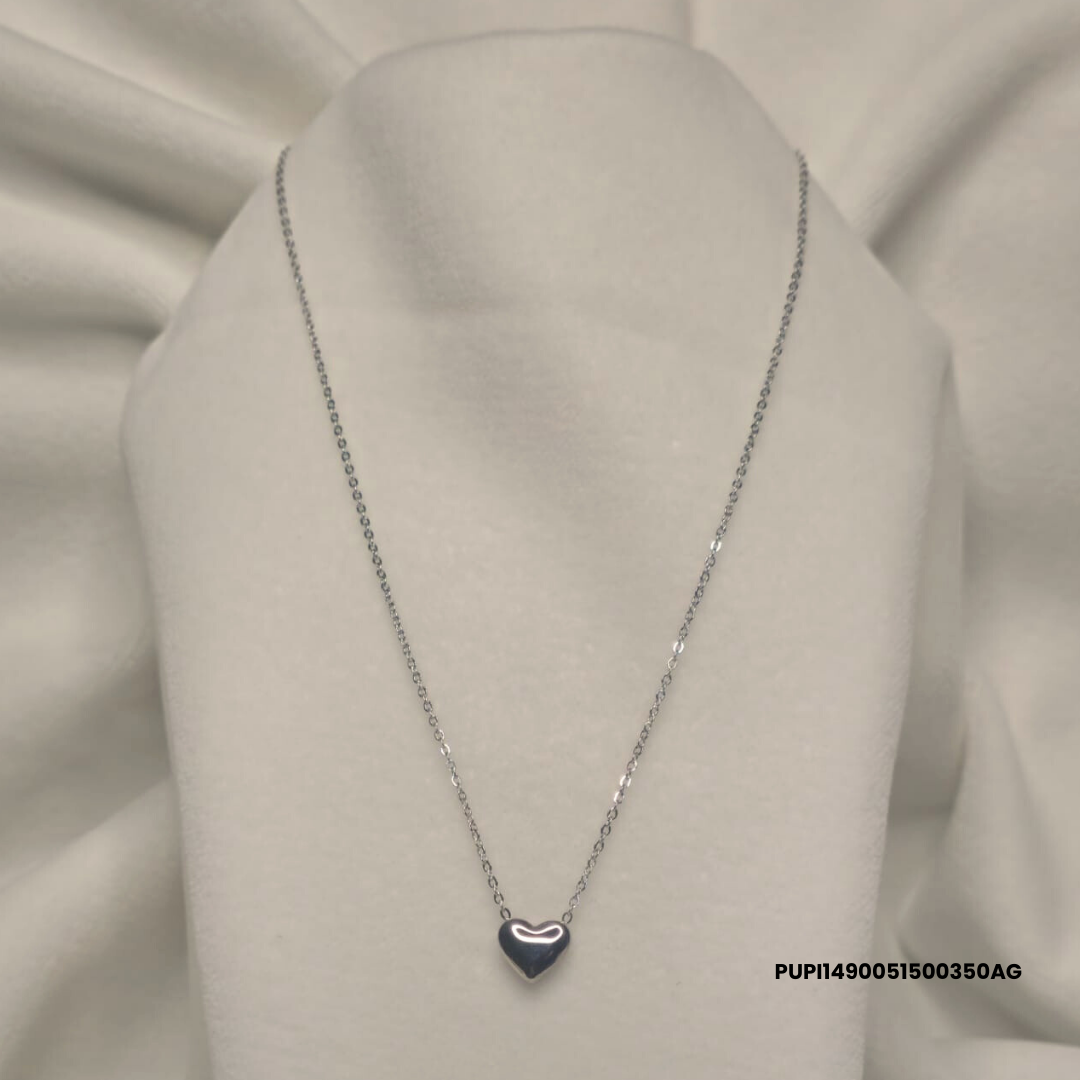 316L Stainless Steel Necklace with Silver/Gold Domed Heart