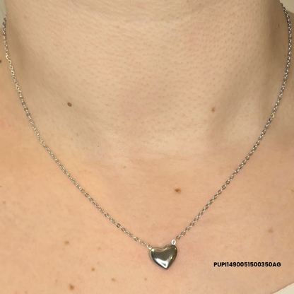 316L Stainless Steel Necklace with Silver/Gold Domed Heart