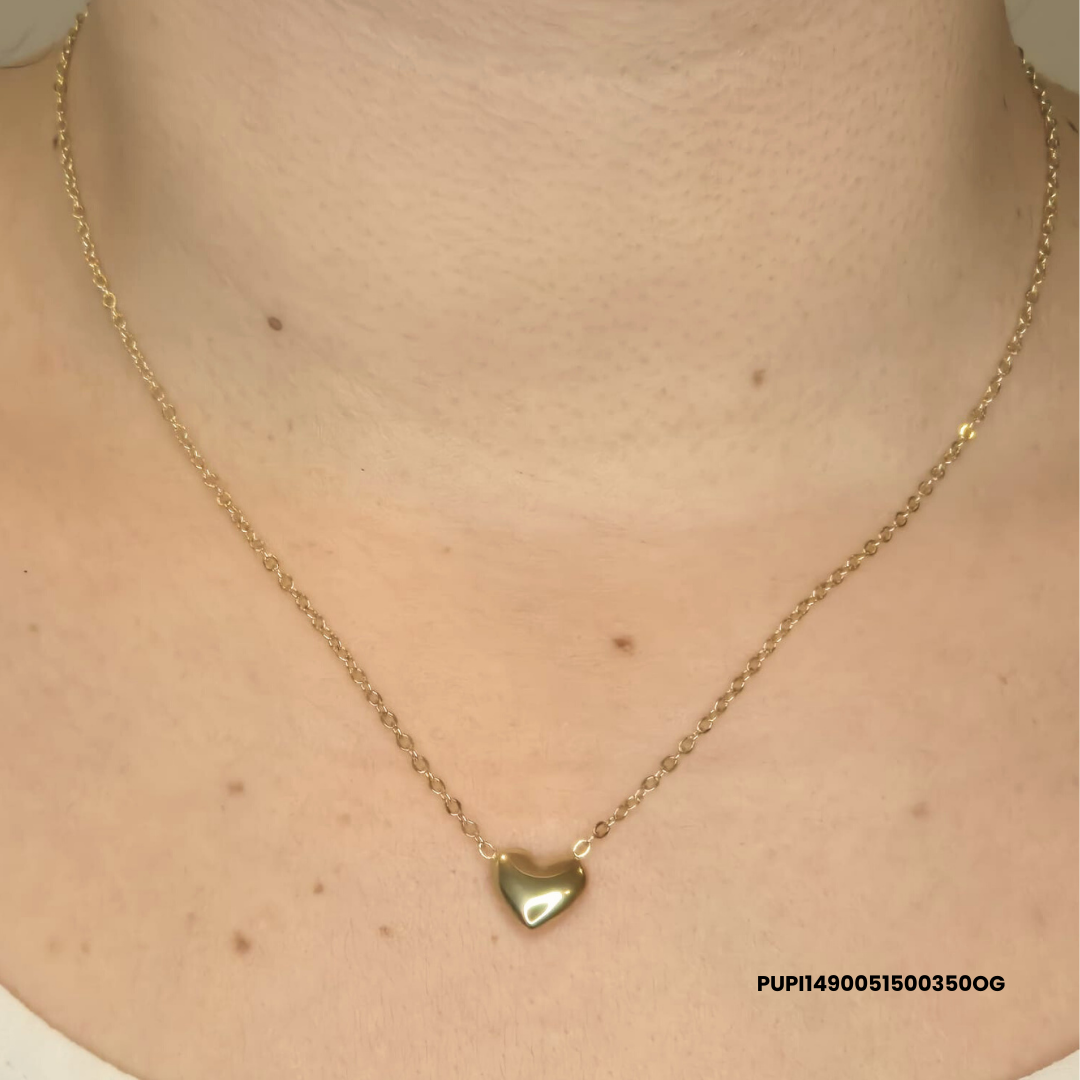 316L Stainless Steel Necklace with Silver/Gold Domed Heart