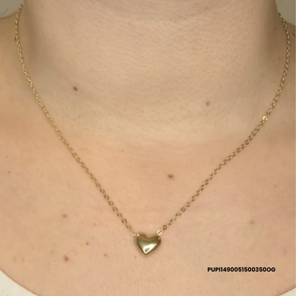 316L Stainless Steel Necklace with Silver/Gold Domed Heart
