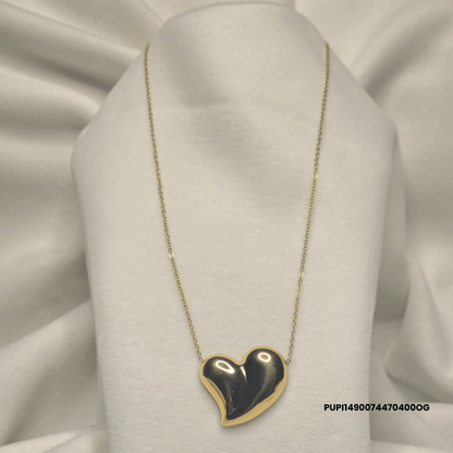 Large Gold Comma-Shaped Heart Steel Necklace – 316L Stainless Steel
