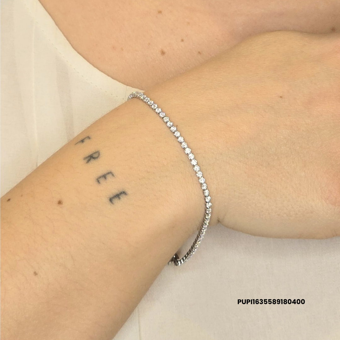 3 mm 316L Stainless Steel Tennis Bracelet with White Zirconia Stones – Silver Colour