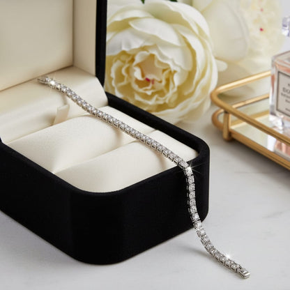 Bracciale tennis in acciaio inossidabile 316L da 3 mm con pietre di zirconia bianca – Colore argento