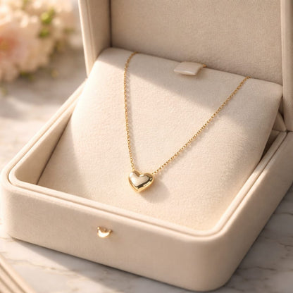 Collana in acciaio inossidabile 316L con cuore bombato in argento/oro