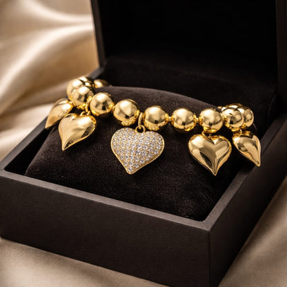 Bracciale in acciaio inossidabile 316L con grande cuore in zirconia